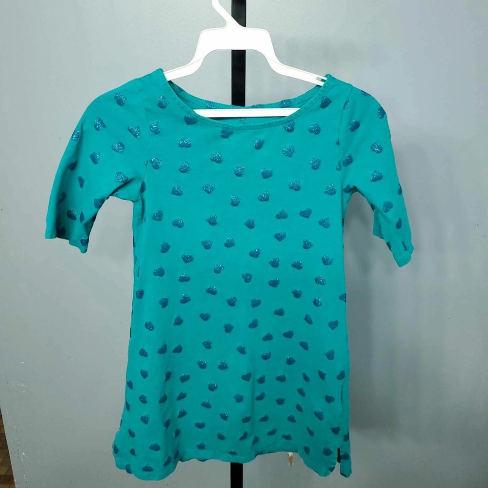 3/$20 Faded Glory Girls Blue Tunic with Metallic Hearts |Size: M